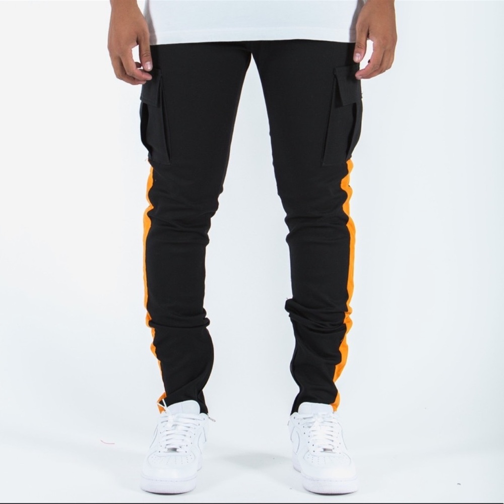 Golden Denim Black Yellow Stripes Street Style Plain Cargo Pant 40